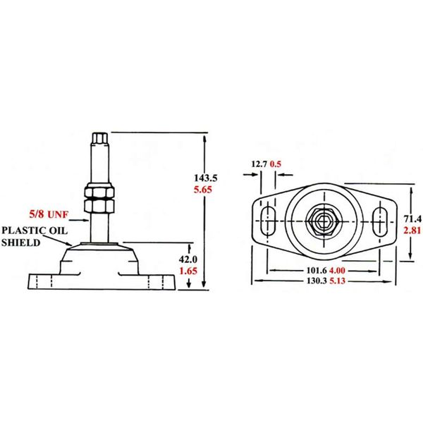 R&D Compression Flexible Engine Mount (300LBS / 5/8" Stud) Also suitable for electric motors