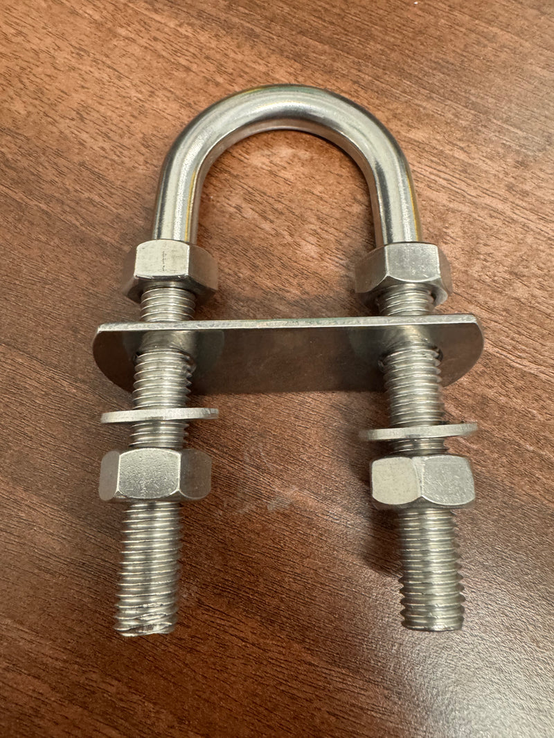 M12 x 65mm U-Bolt with plate. 316 Stainless Steel